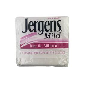 Vintage Jergens Mild Facial Size Soap Bars White All Family 3 x 3 oz Bars 1991